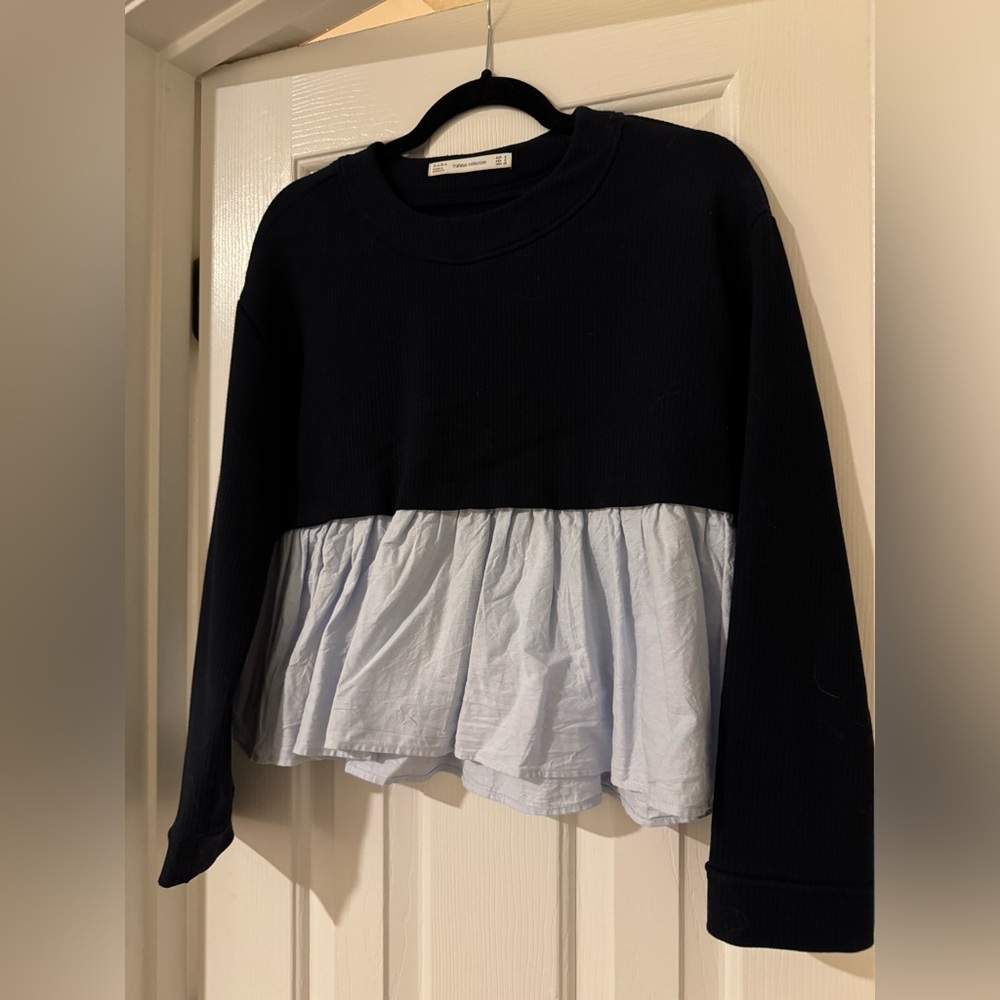 Zara Mixed Materials Cropped Sweater